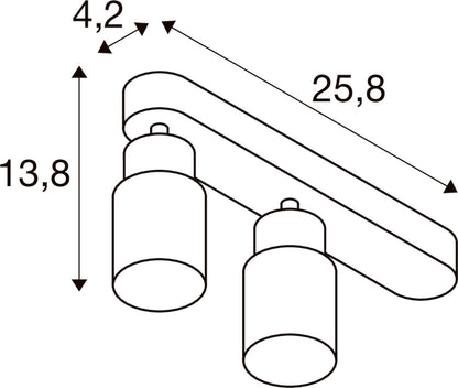 PURI 2.0 Tube, Wand- und Deckenaufbauleuchte, asymmetrisch, 2 x max. 6 W GU10, grau