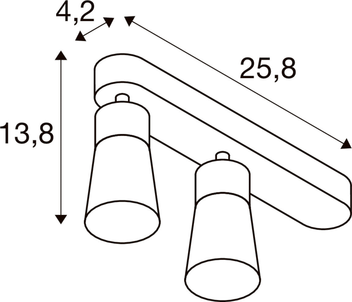 PURI 2.0 Cone, Wand- und Deckenaufbauleuchte, asymmetrisch, 2 x max. 6 W GU10, schwarz / gold