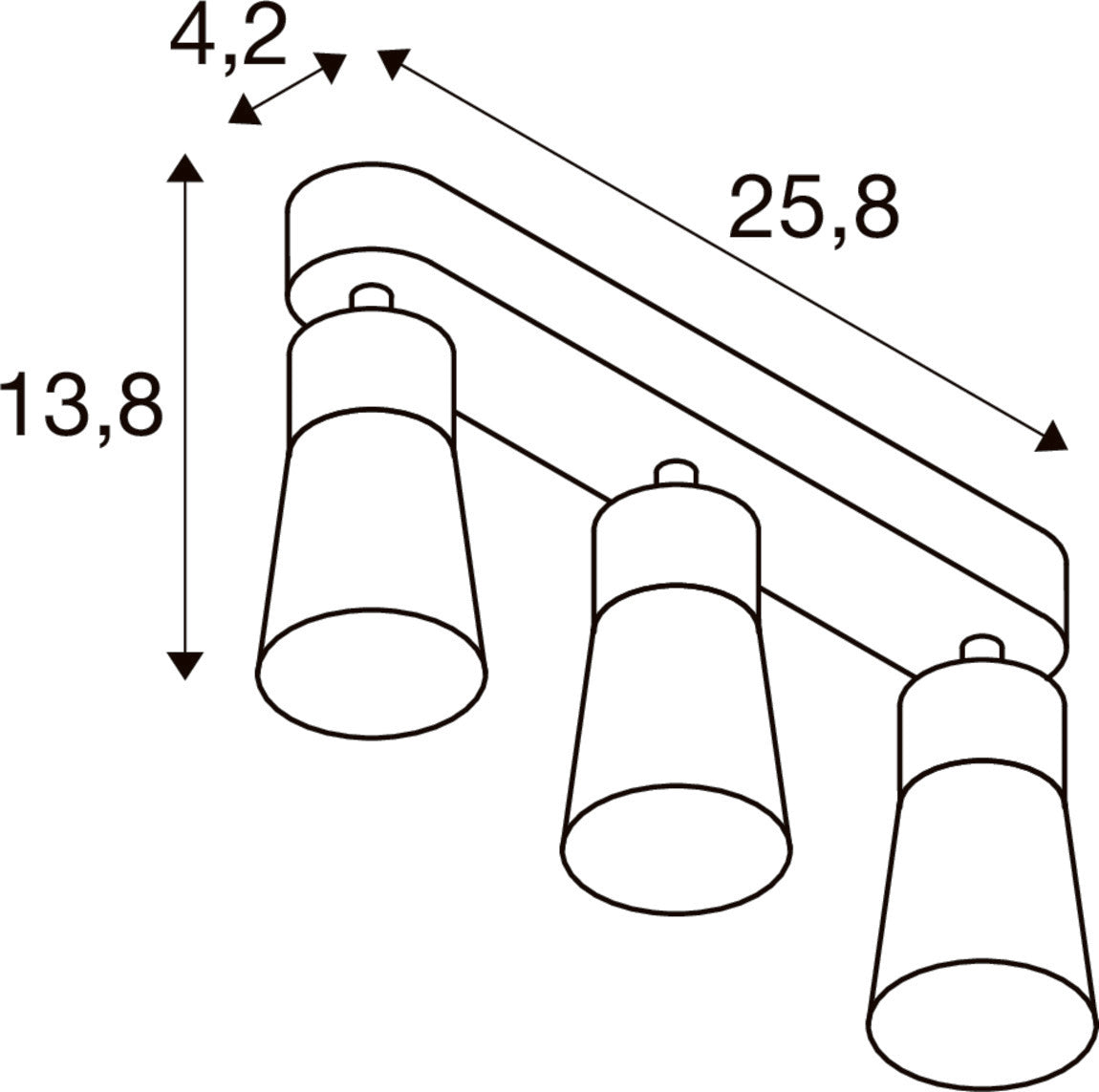 PURI 2.0 Cone, Wand- und Deckenaufbauleuchte, long, 3 x max. 6 W GU10, schwarz