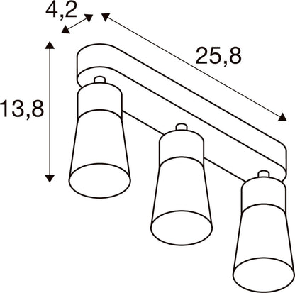 PURI 2.0 Cone, Wand- und Deckenaufbauleuchte, long, 3 x max. 6 W GU10, weiß