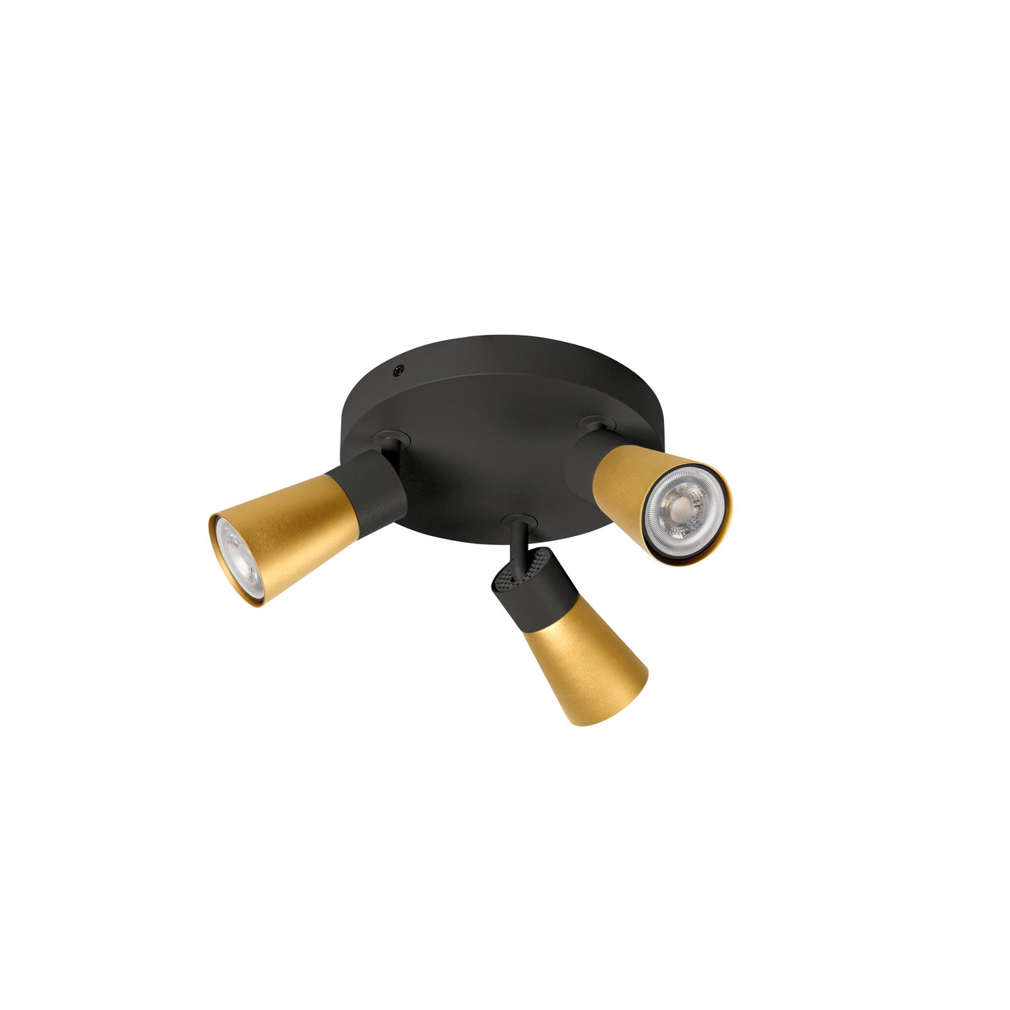 PURI 2.0 Cone, Wand- und Deckenaufbauleuchte, rund, 3 x max. 6 W GU10, schwarz / gold