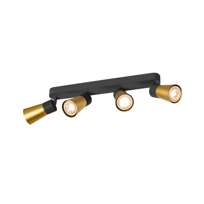 PURI 2.0 Cone, Wand- und Deckenaufbauleuchte, long, 4 x max. 6 W GU10, schwarz / gold