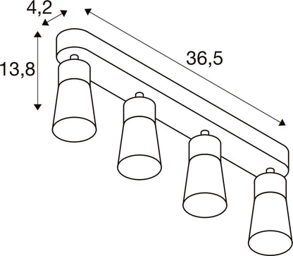 PURI 2.0 Cone, Wand- und Deckenaufbauleuchte, long, 4 x max. 6 W GU10, weiß