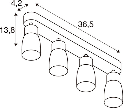 PURI 2.0 Dome, Wand- und Deckenaufbauleuchte, long, 4 x max. 6 W GU10, schwarz