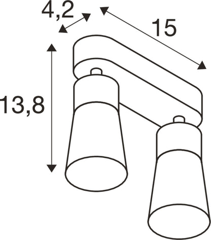 PURI 2.0 Cone, Wand- und Deckenaufbauleuchte, long, 2 x max. 6 W GU10, schwarz