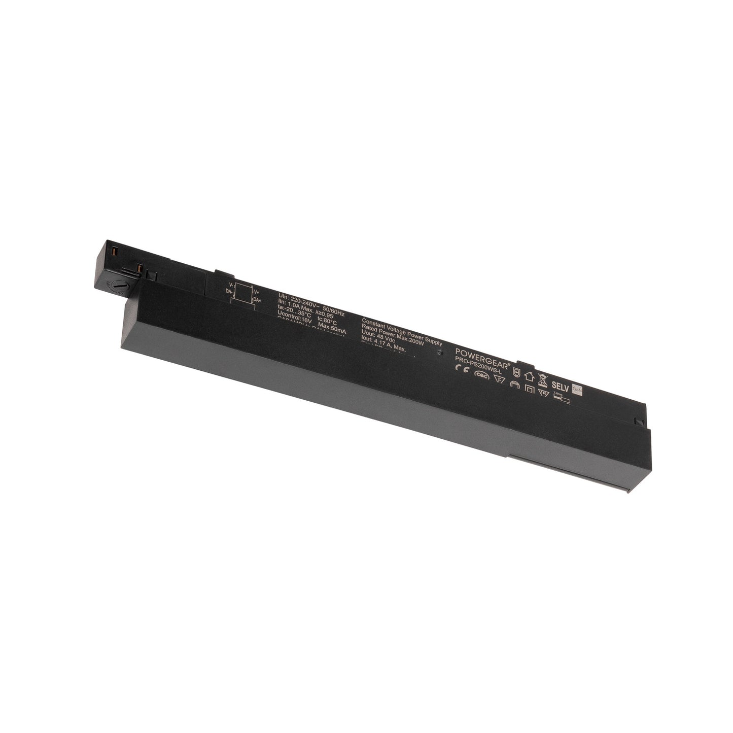 48V SYSTEM, Intrack LED Treiber, 48VDC, 200 W, DALI Wireless integriert Casambi zu DALI Modul, Klemme für 220-240V Anschlusskabel, Kabelkammer, schwarz