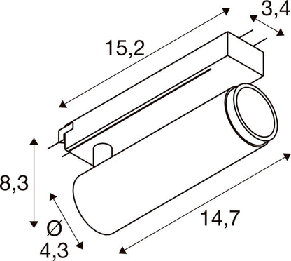 GRIP! M, 1~ Spot, zylindrisch, 2000-3000 K, 15 W, Dim-to-Warm, PHASE, 42°, bronze / schwarz