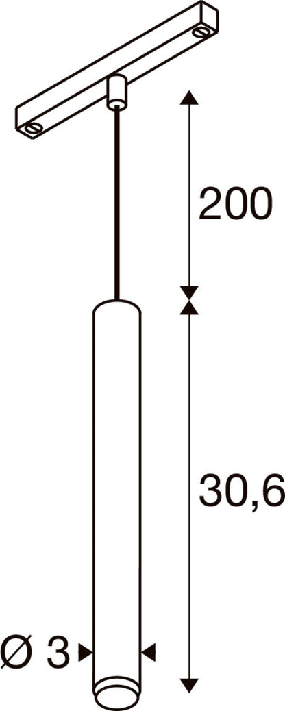 GRIP! S, 48V Pendelleuchte, Pendellänge 200 cm, 3000 K, 29°, DALI, gold / schwarz