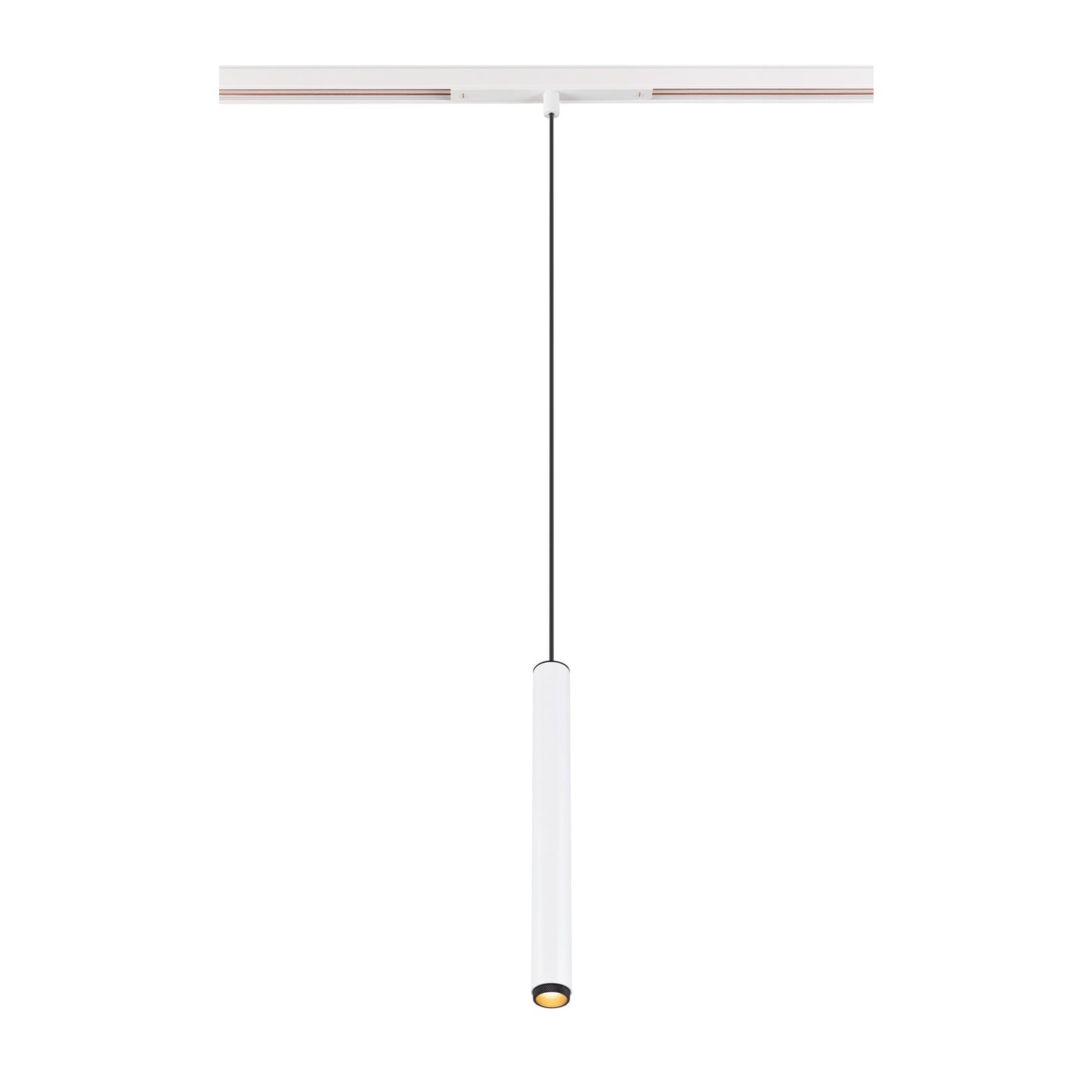 GRIP! S, 48V Pendelleuchte, Pendellänge 200 cm, 2000-3000 K, 29°, DALI, Dim-to-Warm, weiß / schwarz