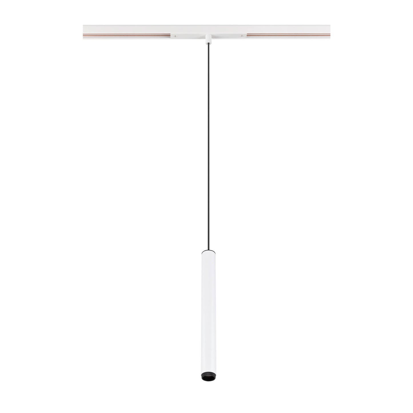 GRIP! S, 48V Pendelleuchte, Pendellänge 200 cm, 2000-3000 K, 29°, DALI, Dim-to-Warm, weiß / schwarz