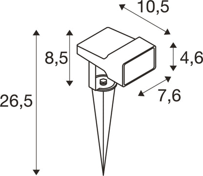 SYNA WIDE, Erdspiessleuchte, 2200 K, 115°, IP65, rund, schwarz