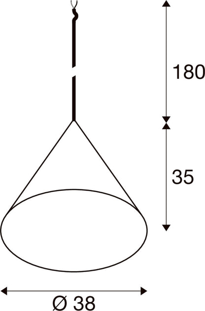MAGICO 38, Pendelleuchte, E27, Pendellänge 180 cm, 1x max. 10 W, matt schwarz