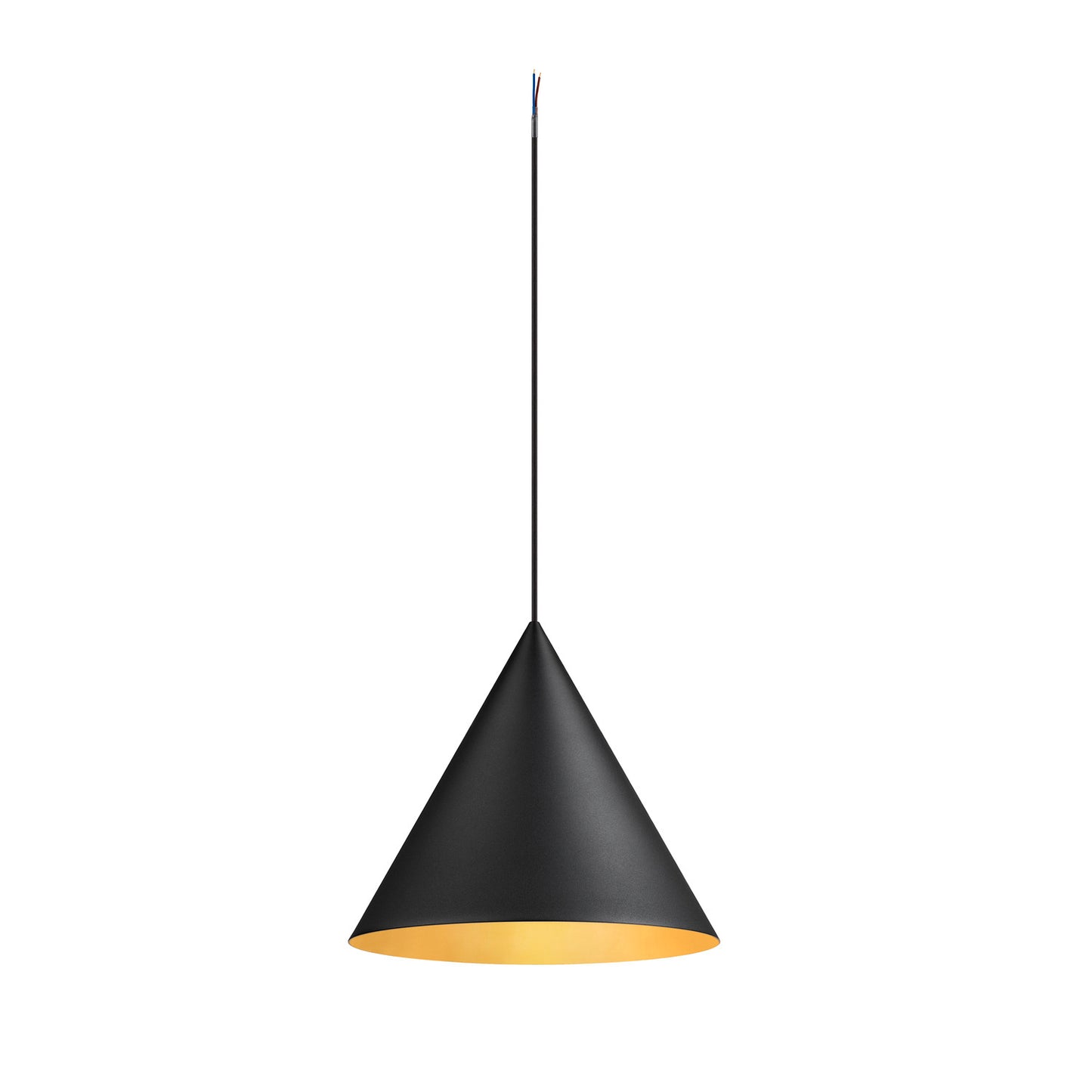 MAGICO 38, Pendelleuchte, E27, Pendellänge 180 cm, 1x max. 10 W, matt schwarz / gold