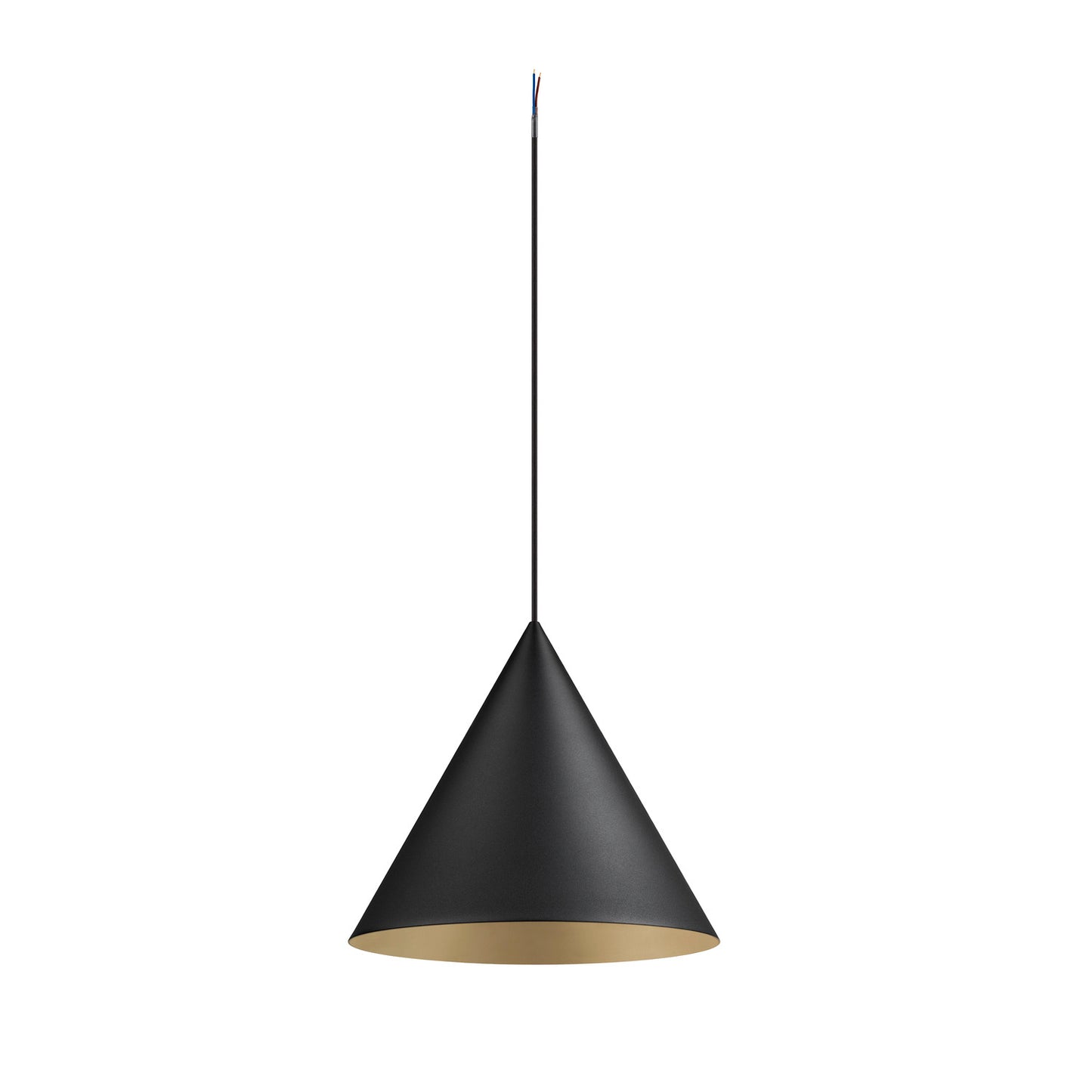 MAGICO 38, Pendelleuchte, E27, Pendellänge 180 cm, 1x max. 10 W, matt schwarz / gold