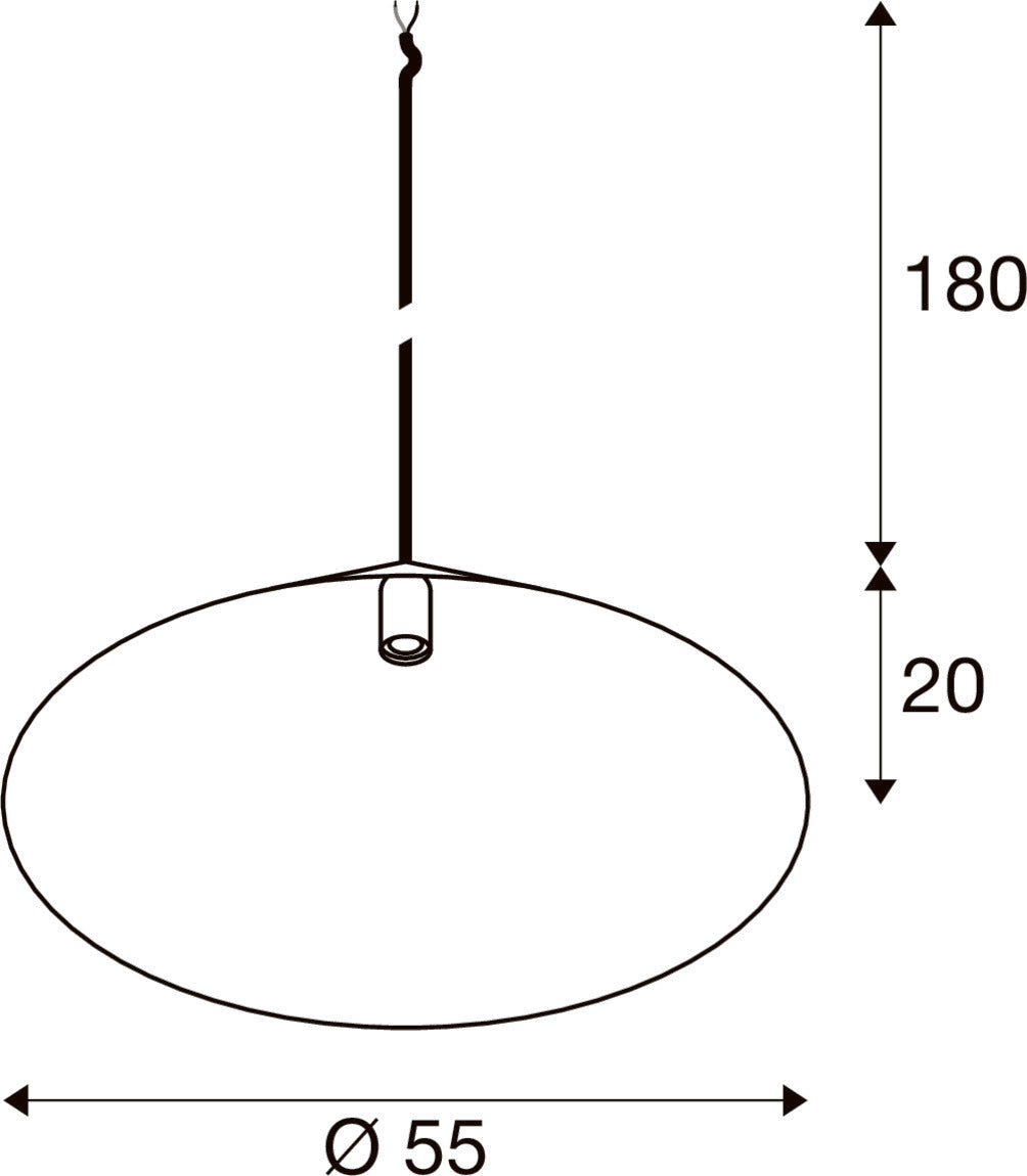 MAGICO 55, Pendelleuchte, E27, Pendellänge 180 cm, 1x max. 10 W, matt schwarz / gold