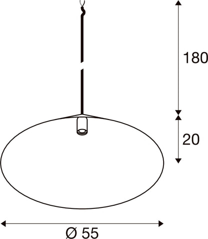 MAGICO 55, Pendelleuchte, E27, Pendellänge 180 cm, 1x max. 10 W, matt schwarz / gold