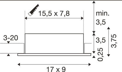 NEW TRIA® 155, Deckeneinbauleuchte, quadratisch, 2 x GU10, zweiflammig, weiß