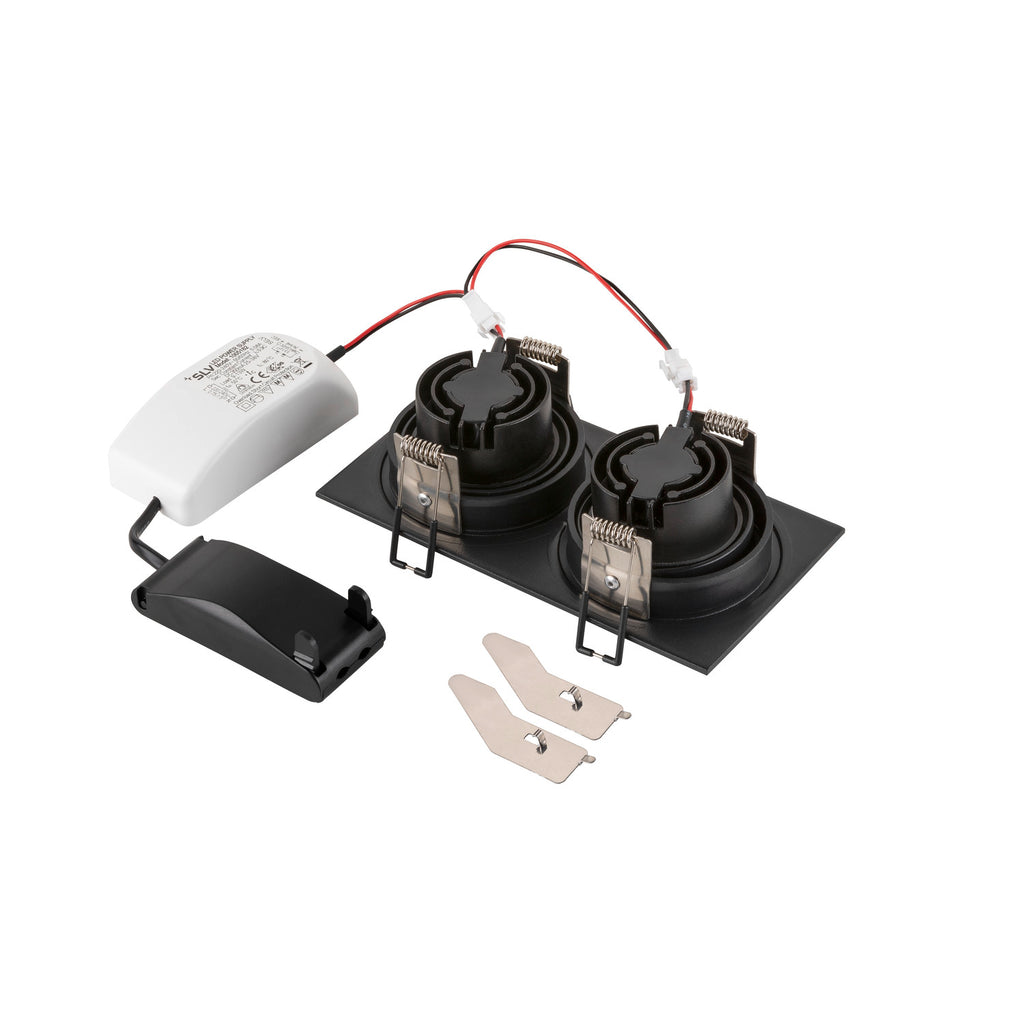 NEW TRIA® 155, Deckeneinbauleuchte, quadratisch, 2700 K, zweiflammig, PHASE, 38°, schwarz