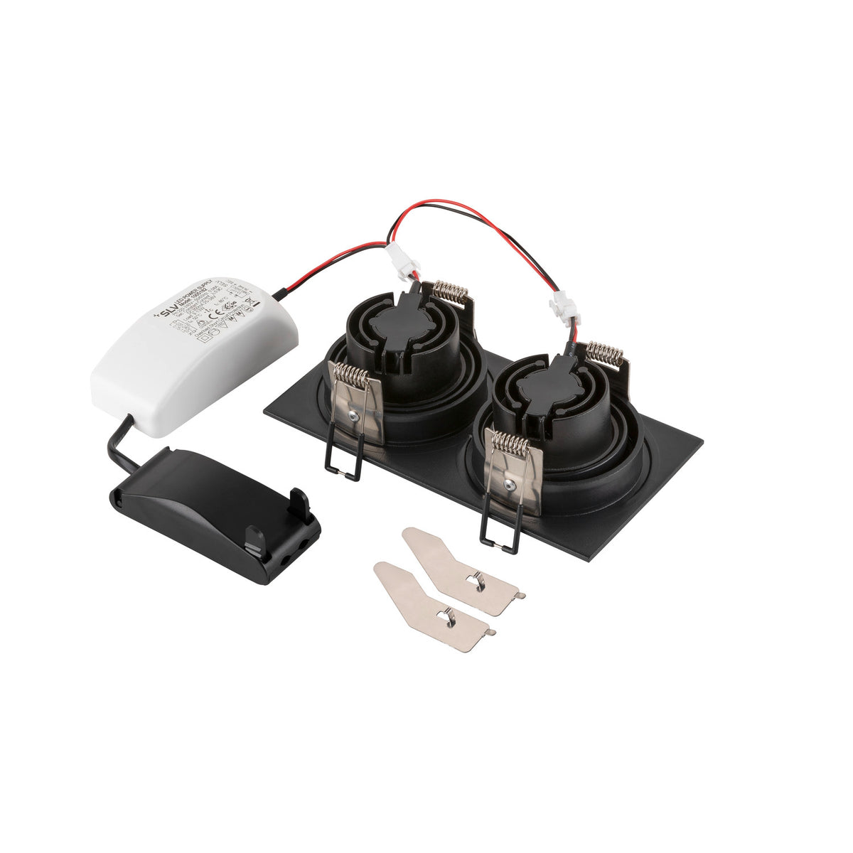 NEW TRIA® 155, Deckeneinbauleuchte, quadratisch, 2700 K, zweiflammig, PHASE, 38°, schwarz