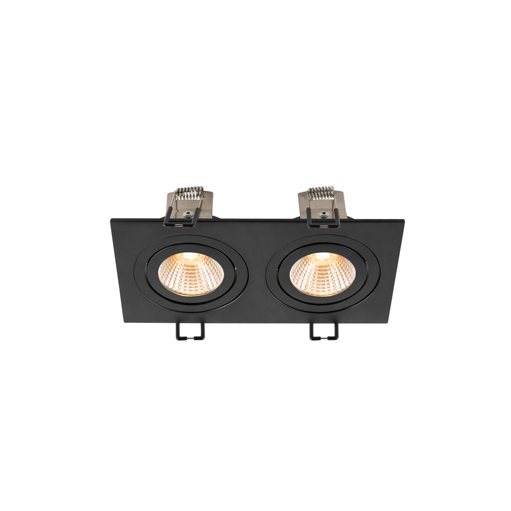 NEW TRIA® 155, Deckeneinbauleuchte, quadratisch, 2700 K, zweiflammig, PHASE, 38°, schwarz