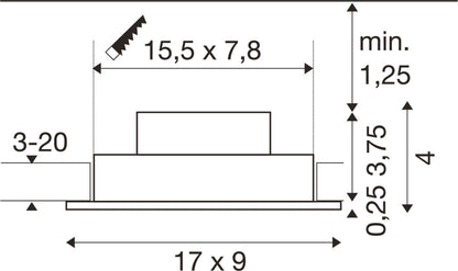 NEW TRIA® 155, Deckeneinbauleuchte, quadratisch, 3000 K, zweiflammig, PHASE, 38°, weiß