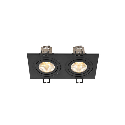NEW TRIA® 155, Deckeneinbauleuchte, quadratisch, 3000 K, zweiflammig, PHASE, 38°, schwarz