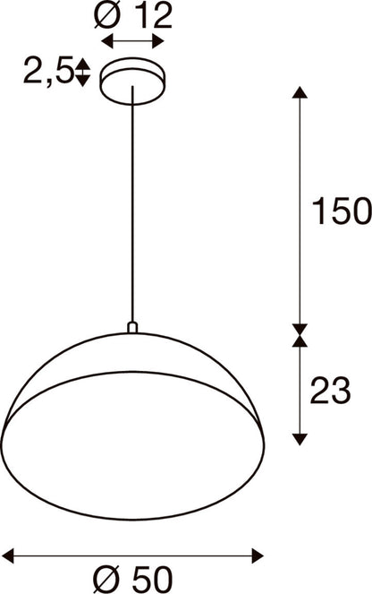 FORCHINI 50, Pendelleuchte, E27, Pendellänge 150 cm, 1x max. 40 W, matt schwarz / matt gold