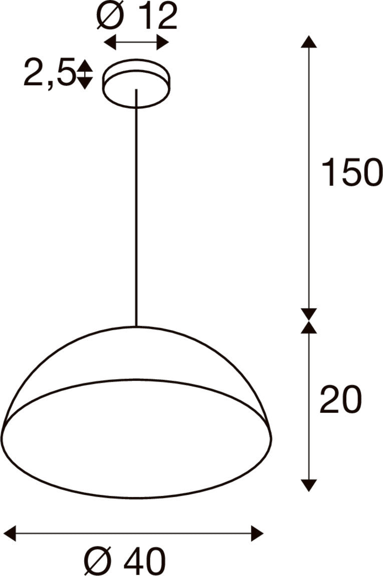 FORCHINI M 40, Pendelleuchte, E27, Pendellänge 150 cm, 1x max. 40 W, matt schwarz / matt gold