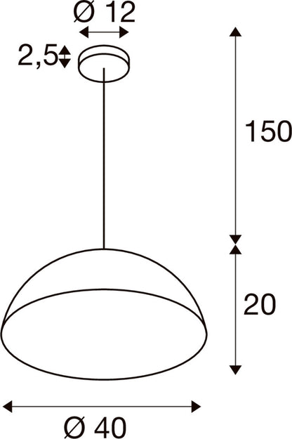 FORCHINI M 40, Pendelleuchte, E27, Pendellänge 150 cm, 1x max. 40 W, matt schwarz / matt gold