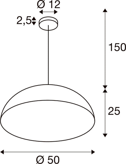 FORCHINI M 50, Pendelleuchte, E27, Pendellänge 150 cm, 1x max. 40 W, matt schwarz / matt gold