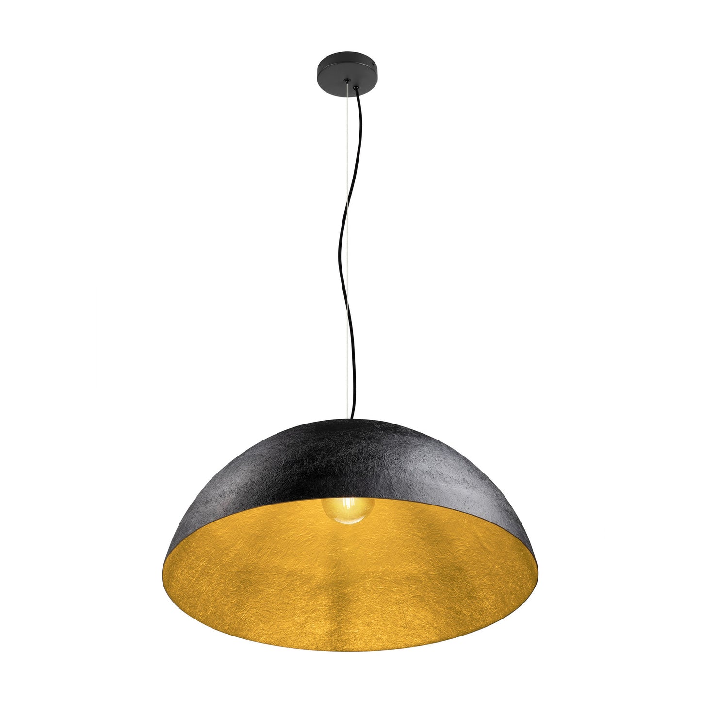 FORCHINI 70, Pendelleuchte, E27, Pendellänge 150 cm, 1x max. 40 W, matt schwarz / matt gold