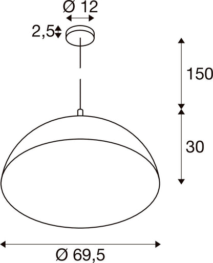 FORCHINI 70, Pendelleuchte, E27, Pendellänge 150 cm, 1x max. 40 W, matt schwarz / matt gold