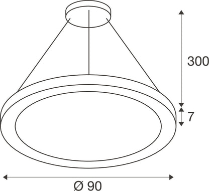 MEDO® RING 90, Pendelleuchte, Pendellänge 300 cm, 3000/4000 K, 110°, PHASE, weiß