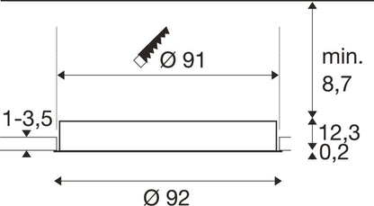 MEDO® 90, Deckeneinbauleuchte, frame, 3000/4000 K, 80°, IP20, rund, weiß