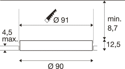 MEDO® 90, Deckeneinbauleuchte, frameless, 3000/4000 K, 80°, IP20, rund, weiß