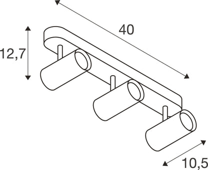 NOBLO®, Wand- und Deckenaufbauleuchte, triple, rund, 3000 K, 19 W, PHASE, 32°, weiß