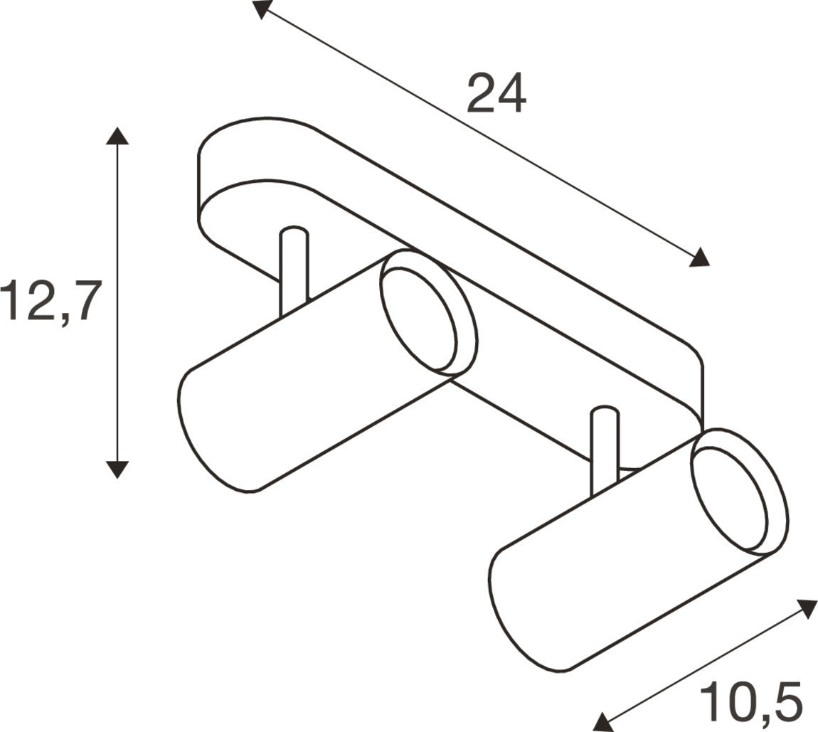 NOBLO®, Wand- und Deckenaufbauleuchte, double, rund, 3000 K, 12 W, PHASE, 32°, schwarz