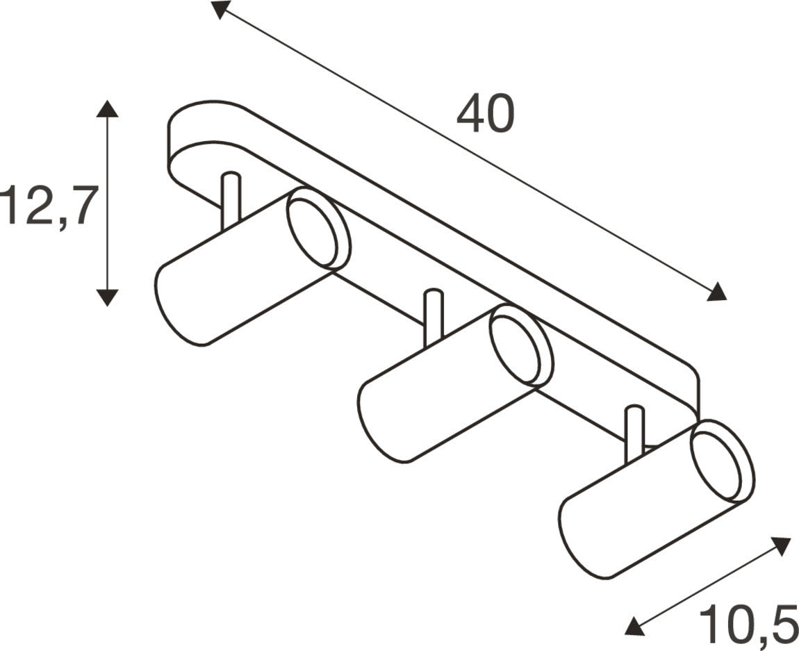 NOBLO®, Wand- und Deckenaufbauleuchte, triple, rund, 3000 K, 19 W, PHASE, 32°, schwarz
