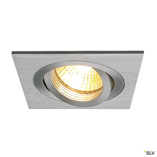 SLV NEW TRIA I GU10 Downlight, eckig, alu brushed, max. 50W, inkl. Clipfedern