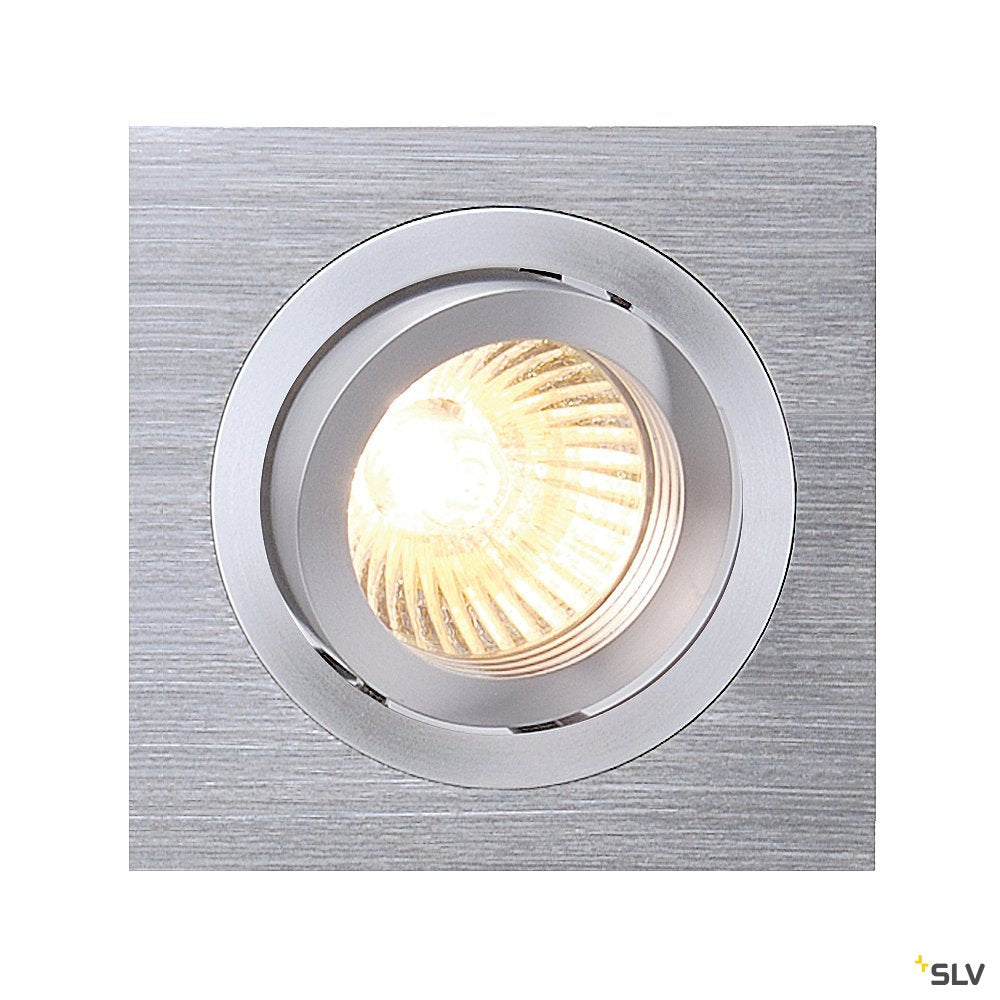 SLV NEW TRIA I GU10 Downlight, eckig, alu brushed, max. 50W, inkl. Clipfedern