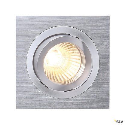 SLV NEW TRIA I GU10 Downlight, eckig, alu brushed, max. 50W, inkl. Clipfedern
