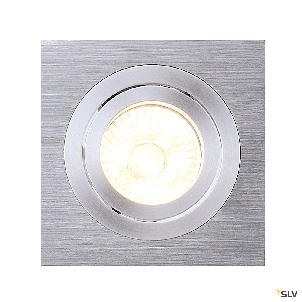 SLV NEW TRIA I GU10 Downlight, eckig, alu brushed, max. 50W, inkl. Clipfedern