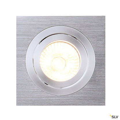 SLV NEW TRIA I GU10 Downlight, eckig, alu brushed, max. 50W, inkl. Clipfedern