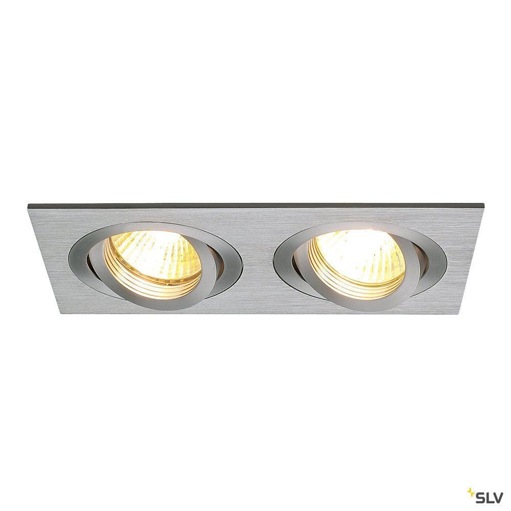 SLV NEW TRIA II GU10 Downlight, rechteckig, alu brushed, max. 2x50W, inkl. Clipfedern