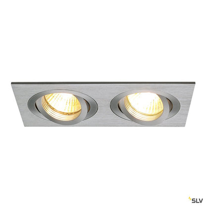 SLV NEW TRIA II GU10 Downlight, rechteckig, alu brushed, max. 2x50W, inkl. Clipfedern