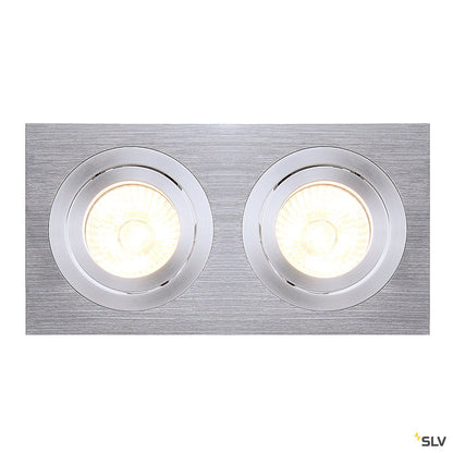 SLV NEW TRIA II GU10 Downlight, rechteckig, alu brushed, max. 2x50W, inkl. Clipfedern