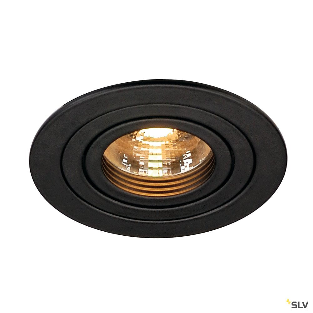 SLV NEW TRIA GU10 ROUND Downlight, mattschwarz, max. 50W, inkl. Blattfedern