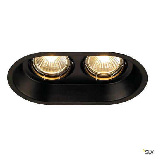 SLV HORN 2 TURNO GU10 Decken- einbauleuchte, oval, mattschwarz, max. 2x50W