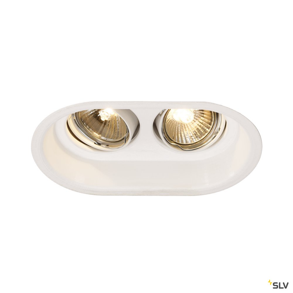 SLV HORN 2 TURNO GU10 Decken- einbauleuchte, oval, mattweiss max. 2x50W
