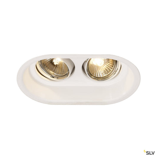 SLV HORN 2 TURNO GU10 Decken- einbauleuchte, oval, mattweiss max. 2x50W